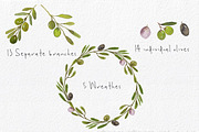 Watercolor Olives Wreaths handmade, an Illustration by MaraquelaStudio (Thumbnail 2 of 6)