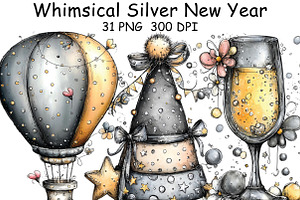 Whimsical Silver New Year Clipart, an Illustration by CraftArtStudio