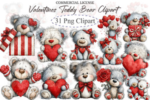 Valentines Teddy Bear Clipart, an Illustration by designcity5