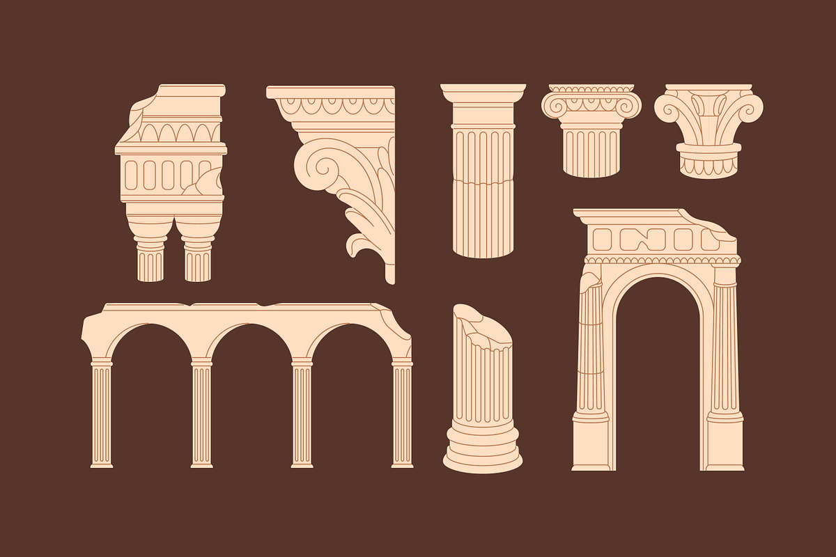 Ancient architecture ruins set, a Decorative Illustration by PaperTrident (Photo 3 of 4)