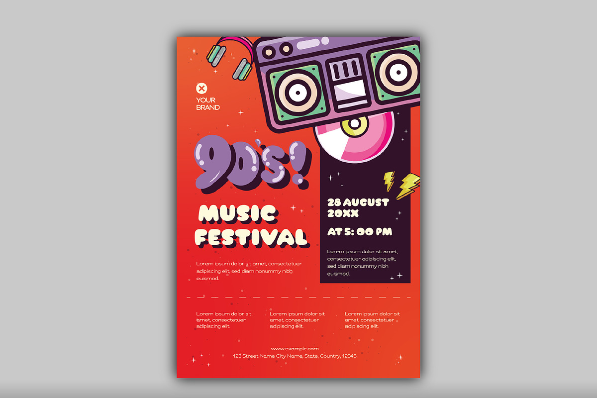Retro Pop Music Festival Flyer, a Templates & Theme by studiogstock (Photo 2 of 3)