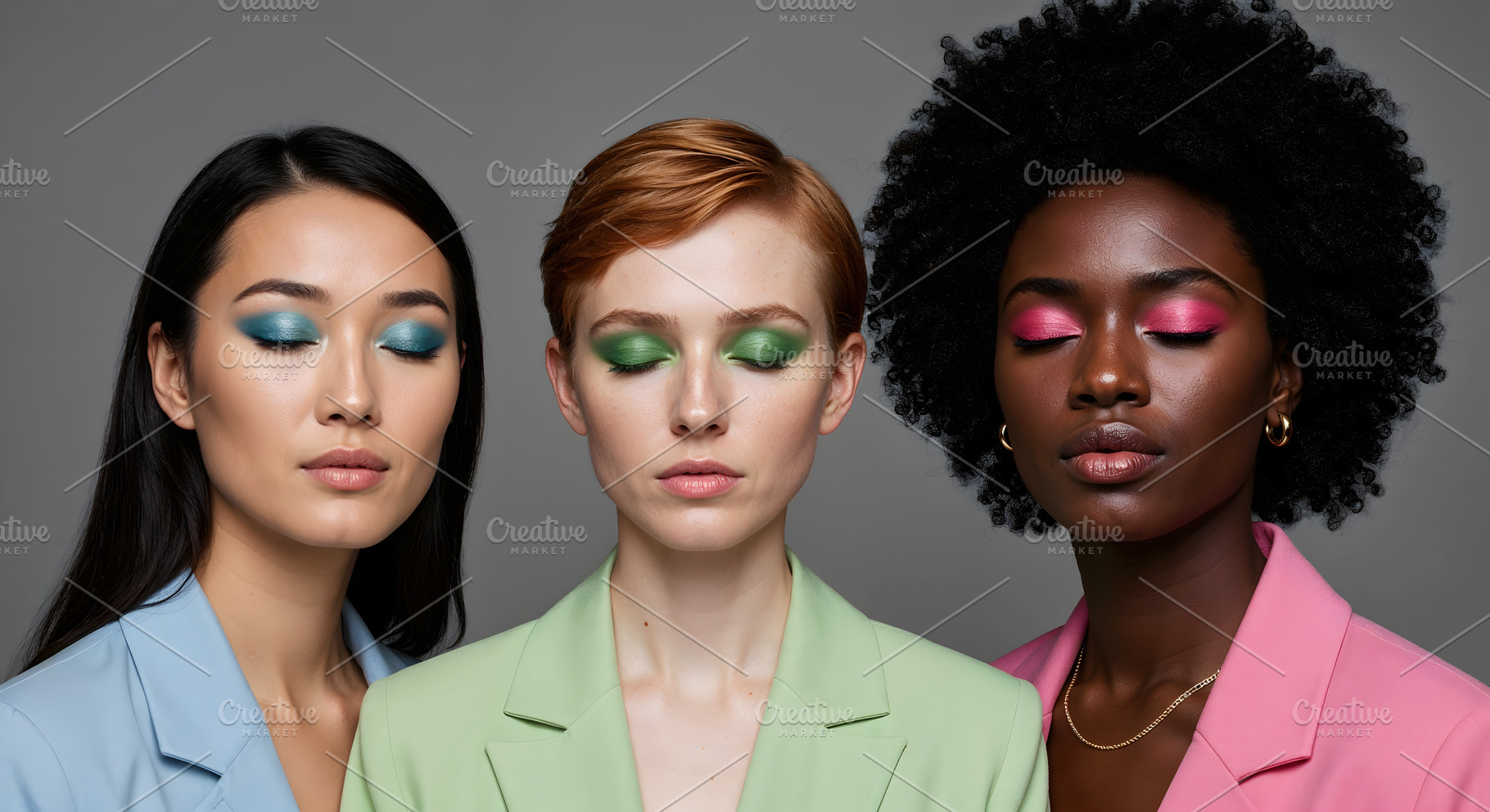 Diverse Models with Colorful Eyeshad, a Beauty & Fashion Photo by Stock Shape