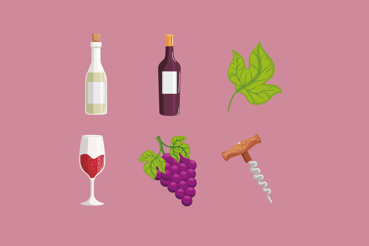 Wine Illustration Set, a Food Illustration by studiogstock (Photo 2 of 3)