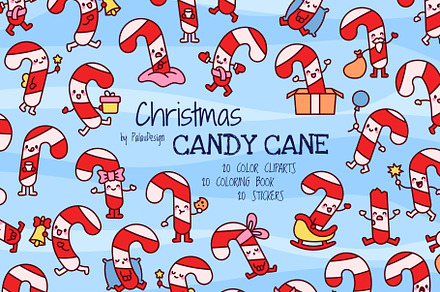 Cute Kawaii Candy Cane Christmas, a Seasonal Illustration by Palau