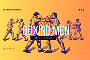 Boxing Men From 1950's. Vector Pack, an Illustration by TheBlackPixelCo (Thumbnail 1 of 4)