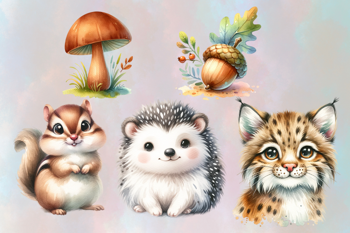 Watercolor Woodland animals nursery, an Object Graphic by Agnesagraphic (ID 95) (Photo 6 of 6)