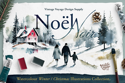Noel Noir • Watercolor Illustration