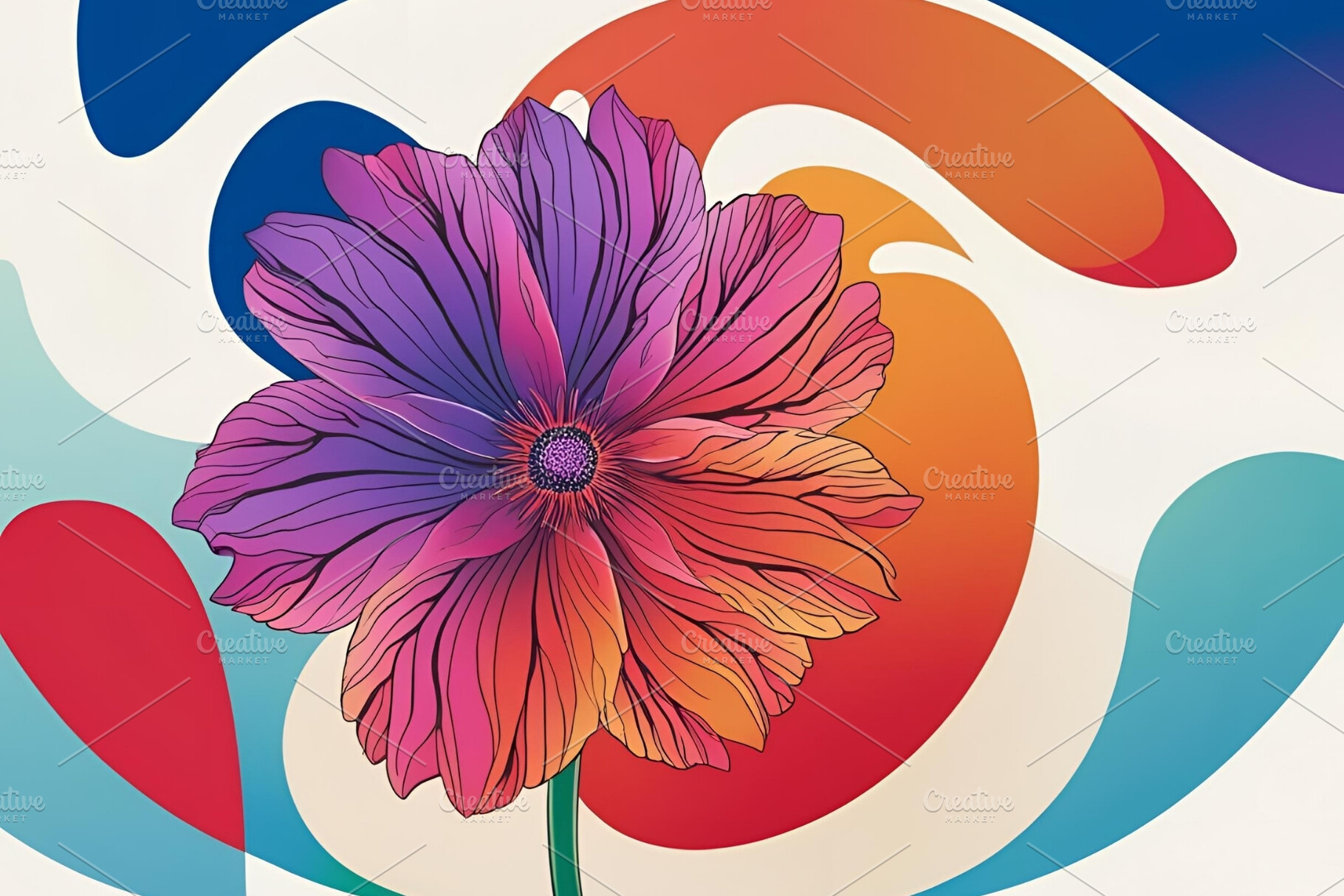 Flower illustration abstract floral, a Wallpaper Photo by ComfortQ