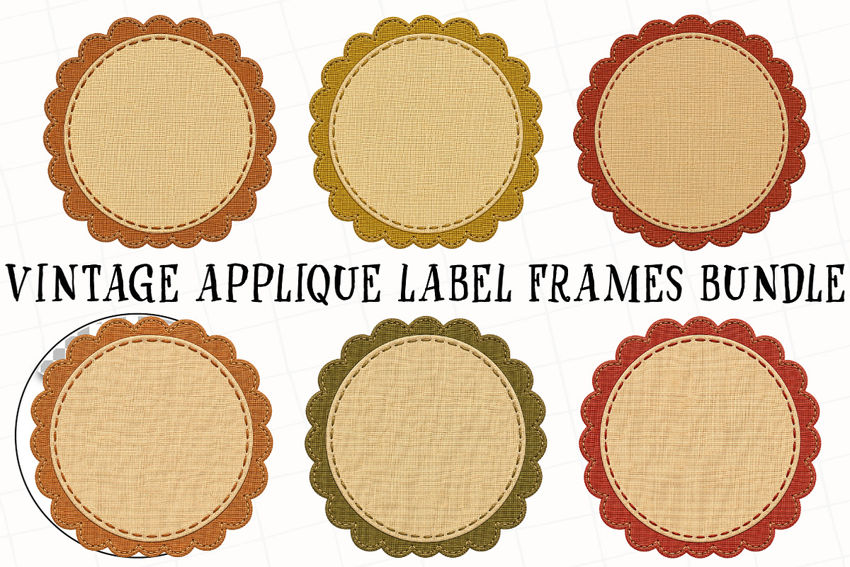 Vintage Applique Label Frames Bundle, a Seasonal Illustration by OK Design (Photo 2 of 6)