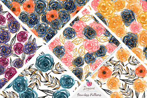 boho flowers, 8 Seamless Pattern 020