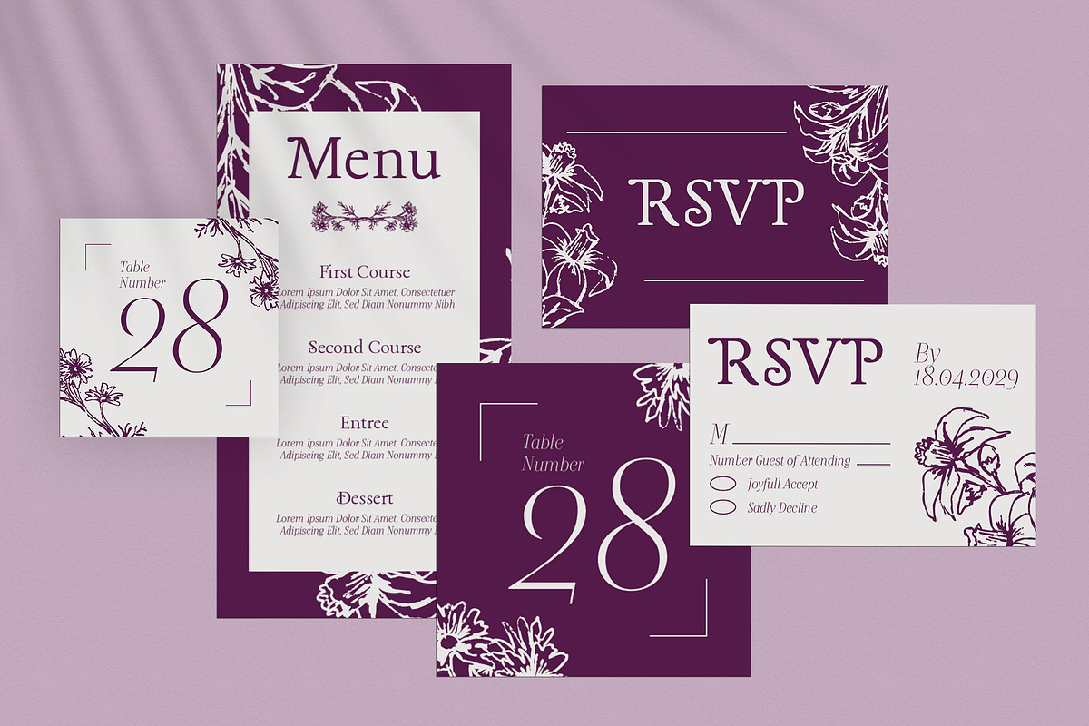 Elegant Wedding Invitation Set, an Invitation Template by Aiyari Graphic (Photo 3 of 3)