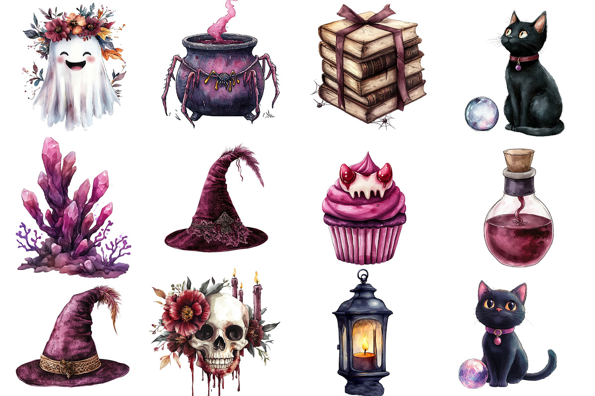 Burgundy & Halloween Sublimation png, an Illustration by Watercolor design (Photo 2 of 4)