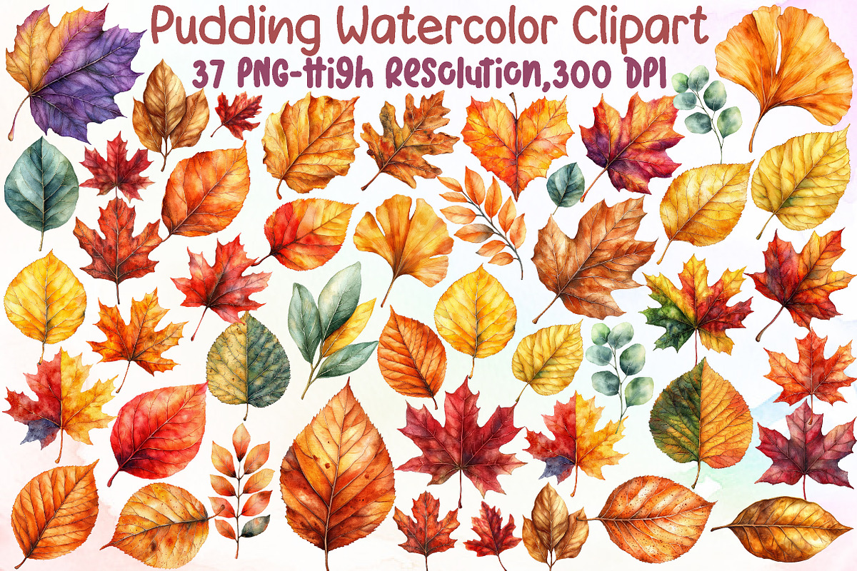 Watercolor Fall Autumn Leaves Clipar, an Illustration by Sublimation Artist (Photo 1 of 6)