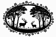 Deer Forest Border Frame Set, an Illustration by Creativeshirt (Thumbnail 6 of 7)