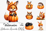 Halloween Pumpkin Animals Clipart PN, an Illustration by CrexoraLab (Thumbnail 1 of 5)