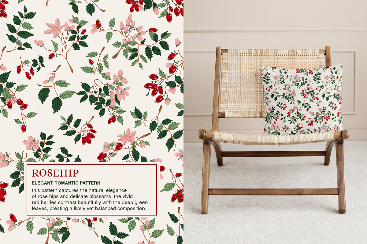 Rosehip Elegant Romantic Pattern, a Pattern Graphic by Mariia Kovalchuk (Photo 5 of 13)