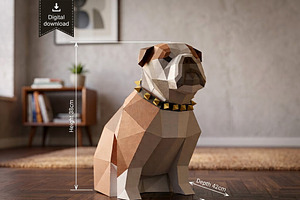 Bulldog Sculpture - 3d papercraft
