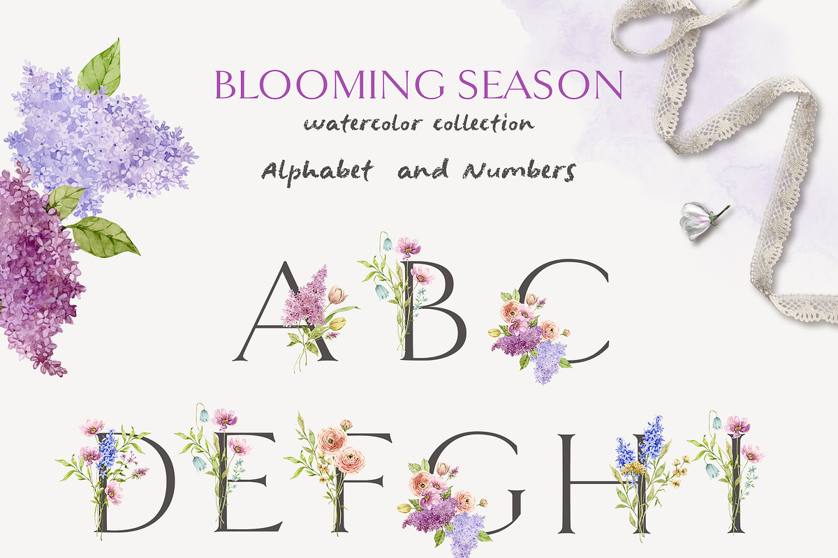 BLOOMING SEASON watercolor clipart, a Seasonal Illustration by long summer (Photo 13 of 15)