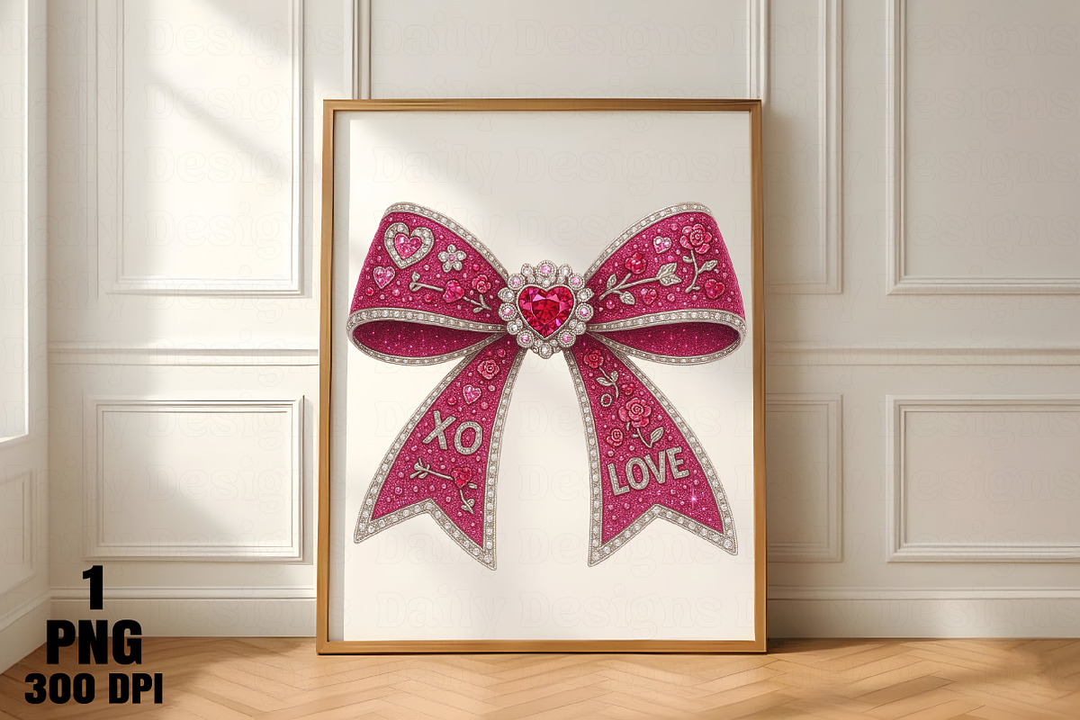 Rhinestone Valentines Bow Png, an Illustration by Daily.Designs (Photo 5 of 5)