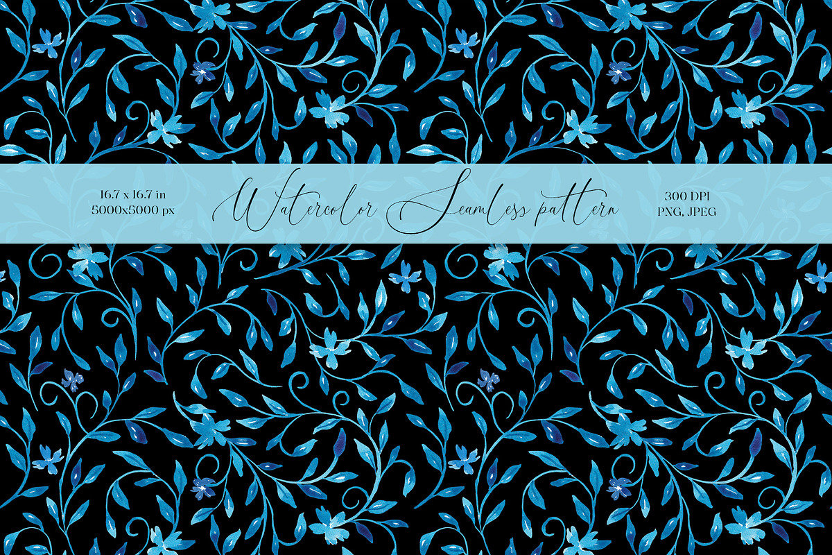 Blue leaves seamless pattern, a Pattern Graphic by SirenaArt (Photo 1 of 12)
