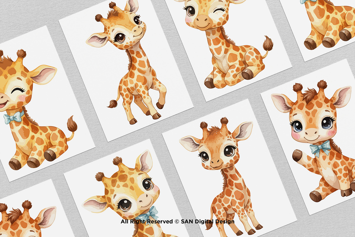 15 Bundle Watercolor Cute Giraffe, an Animal Illustration by Morspective (Photo 3 of 8)