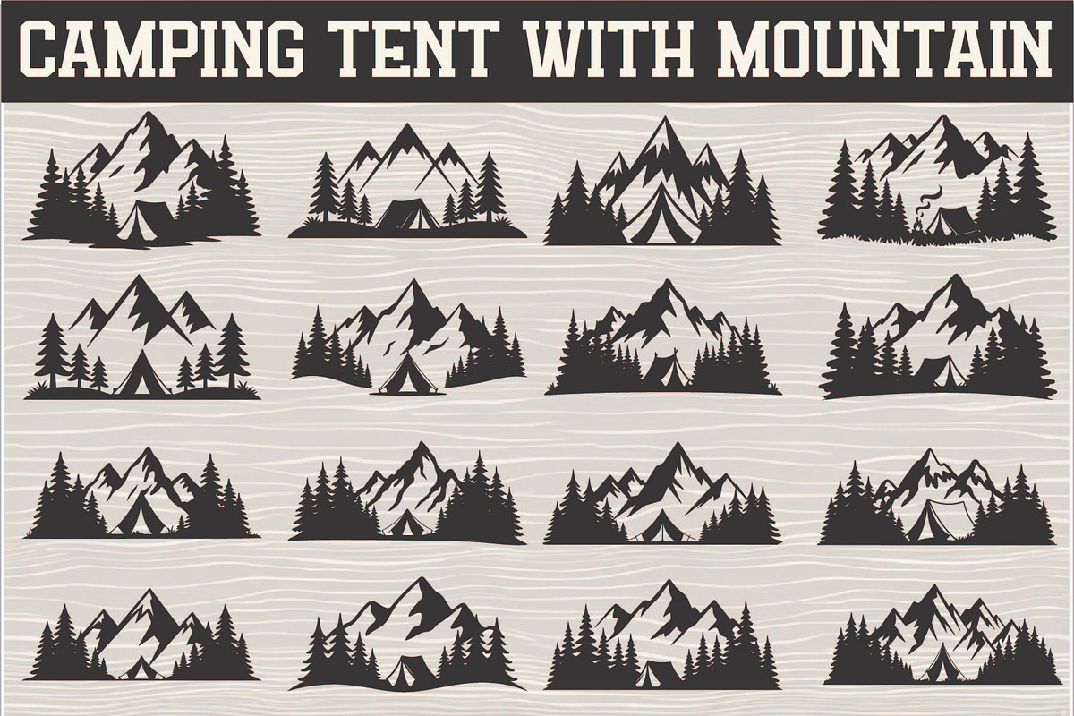 silhouette camping tent mountain, an Illustration by Amazin_art (Photo 1 of 17)