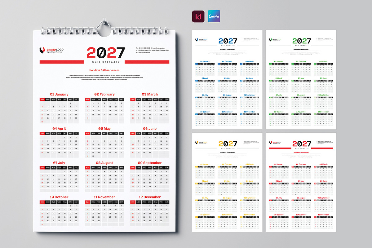 Wall Calendar 2027, a Stationery Template by Cleffon_Graphic_Studio (Photo 1 of 3)
