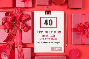 40 Red Gift Box Stock Image 