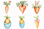 Spring Carrots Rabbit Clipart, an Illustration by Watercolor design (Thumbnail 4 of 12)