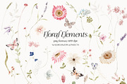 Watercolor wildflowers & Bunnies Set, a Graphic by Grace Noboa Illustrations (Thumbnail 5 of 14)