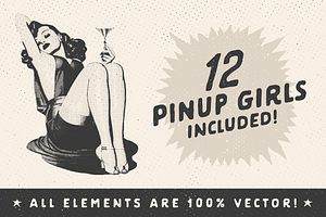 Retro Halftone Pinup Girl Pack