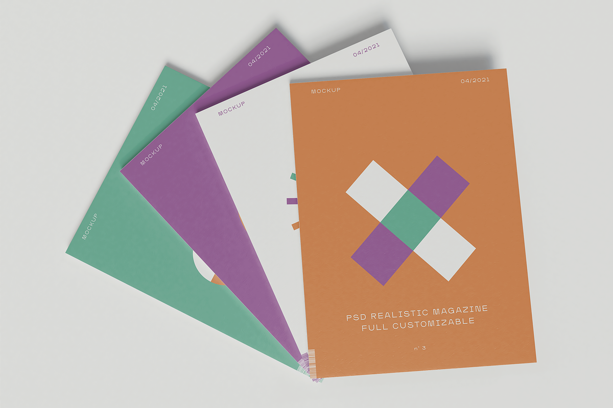 Four Magazines Mockup, an Advertising Mockup by Xtrahive