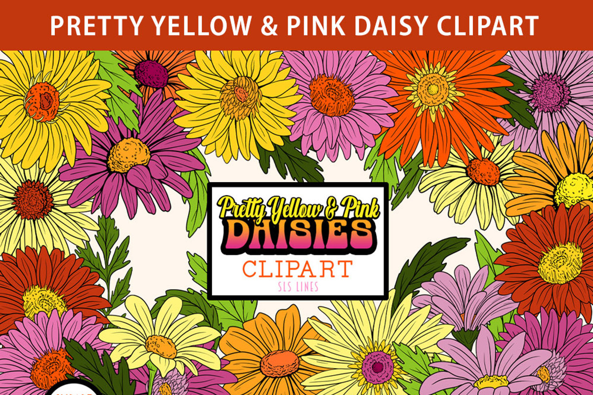 Retro Daisy Clipart, a Decorative Illustration by SLS Lines (Photo 5 of 5)