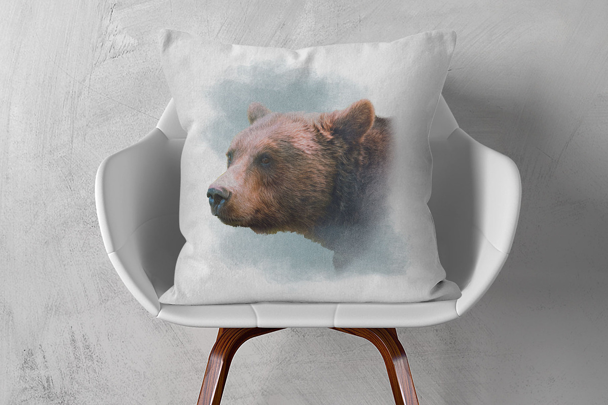 Portrait of a Grizzly Bear in color, an Animal Illustration by Digital Art Downloads (Photo 2 of 4)
