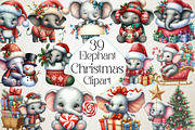 Christmas Elephant Clipart, an Illustration by DreamPrint404 (Thumbnail 1 of 5)