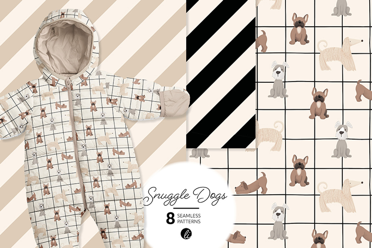 Snuggle Dogs AW Pattern Set, an Animal Illustration by Andrea Liesert (Photo 1 of 8)