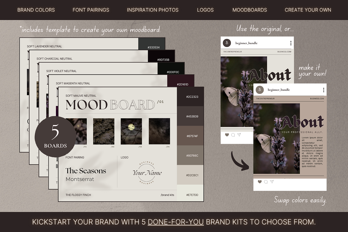 Soft Charcoal Social Media Brand Kit preview 8