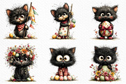 Whimsical Easter Black Cat Clipart, an Illustration by Craft Nest (Thumbnail 4 of 11)