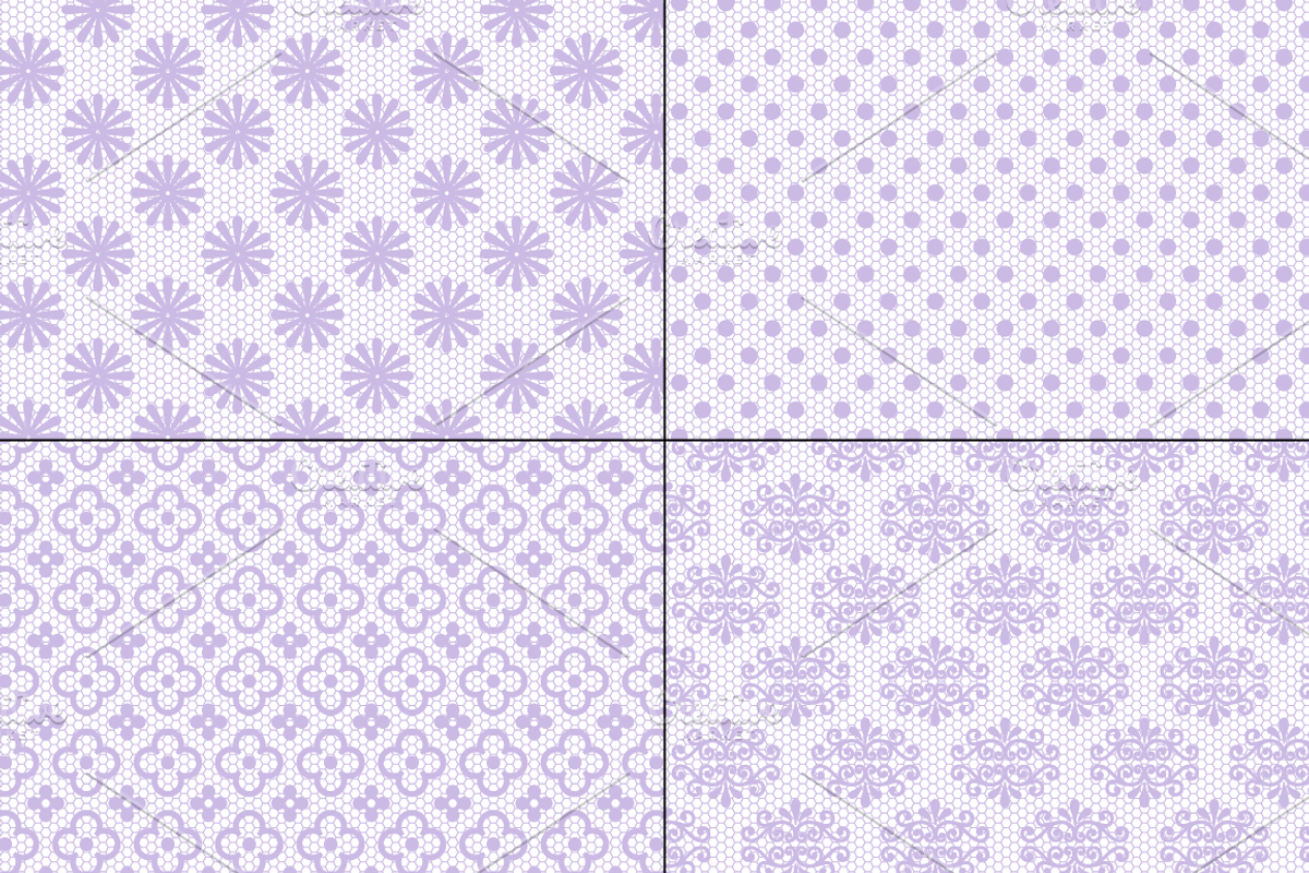Seamless Lavender Lace Patterns preview 5