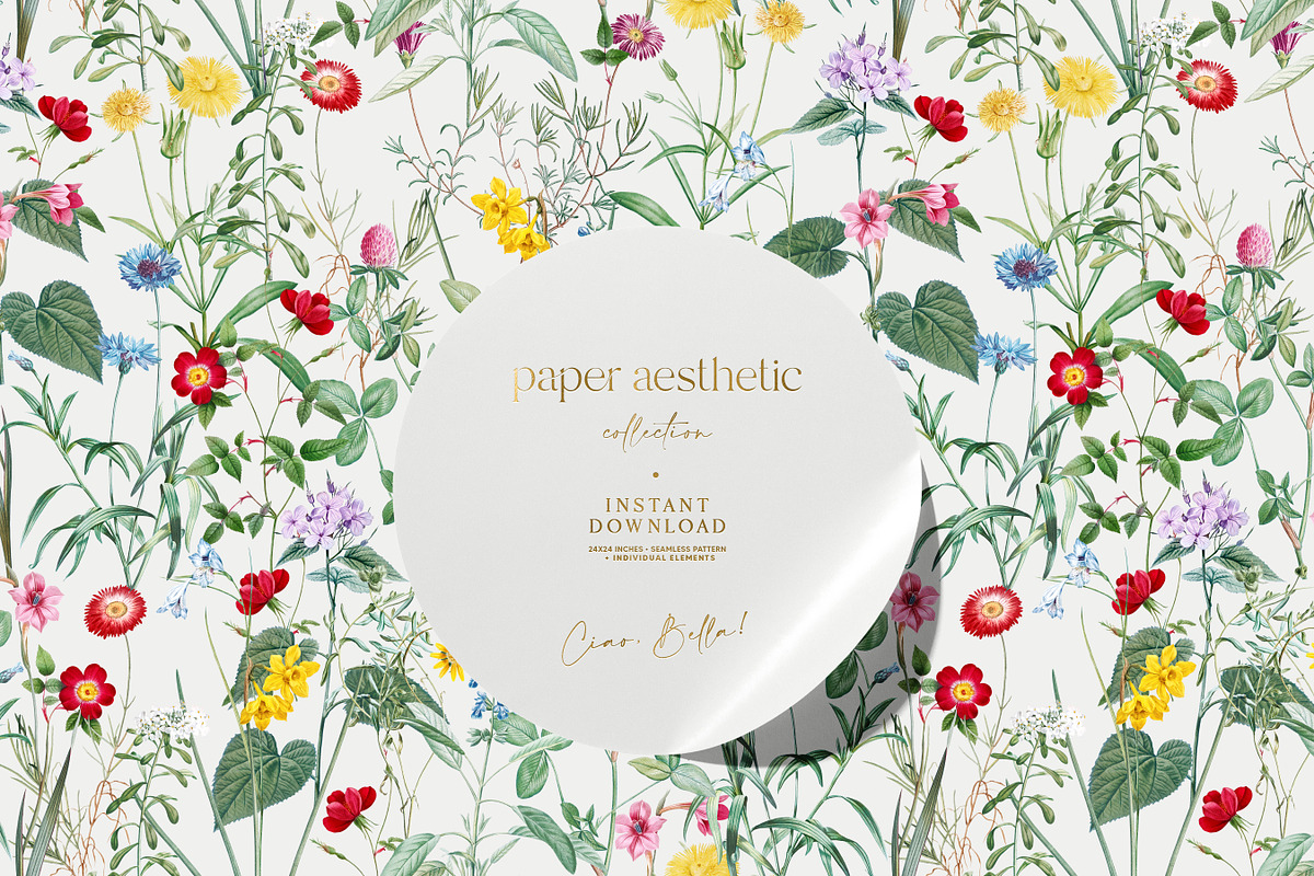 Vintage Summer Flower Paper Pack, a Pattern Graphic by paper aesthetic (Photo 1 of 8)