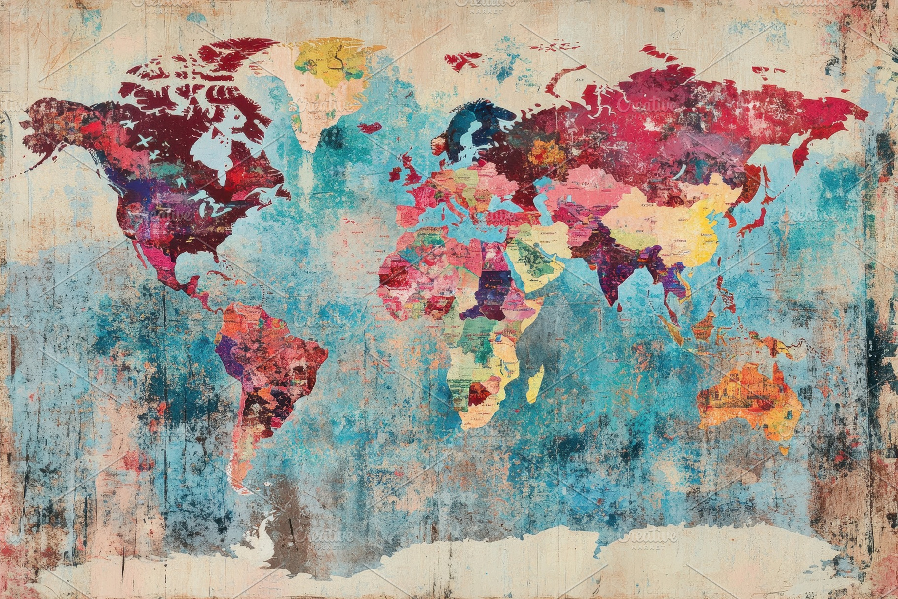 Vintage grunge world map with vibran, a Photo by Iftikhar Alam