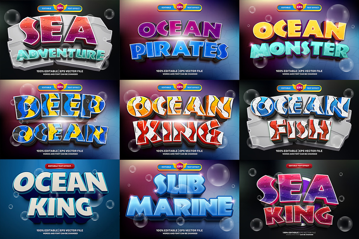 Ocean Cartoon 3D Text Effect, a Brushes & More by Agung Kreatif (Photo 1 of 9)