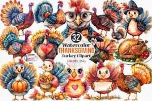 Thanksgiving Turkey Clipart, an Illustration by Canvas Craft
