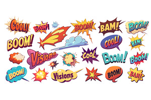 comic speech bubbles. boom cool, an Object Illustration by Stock-Smart-Start