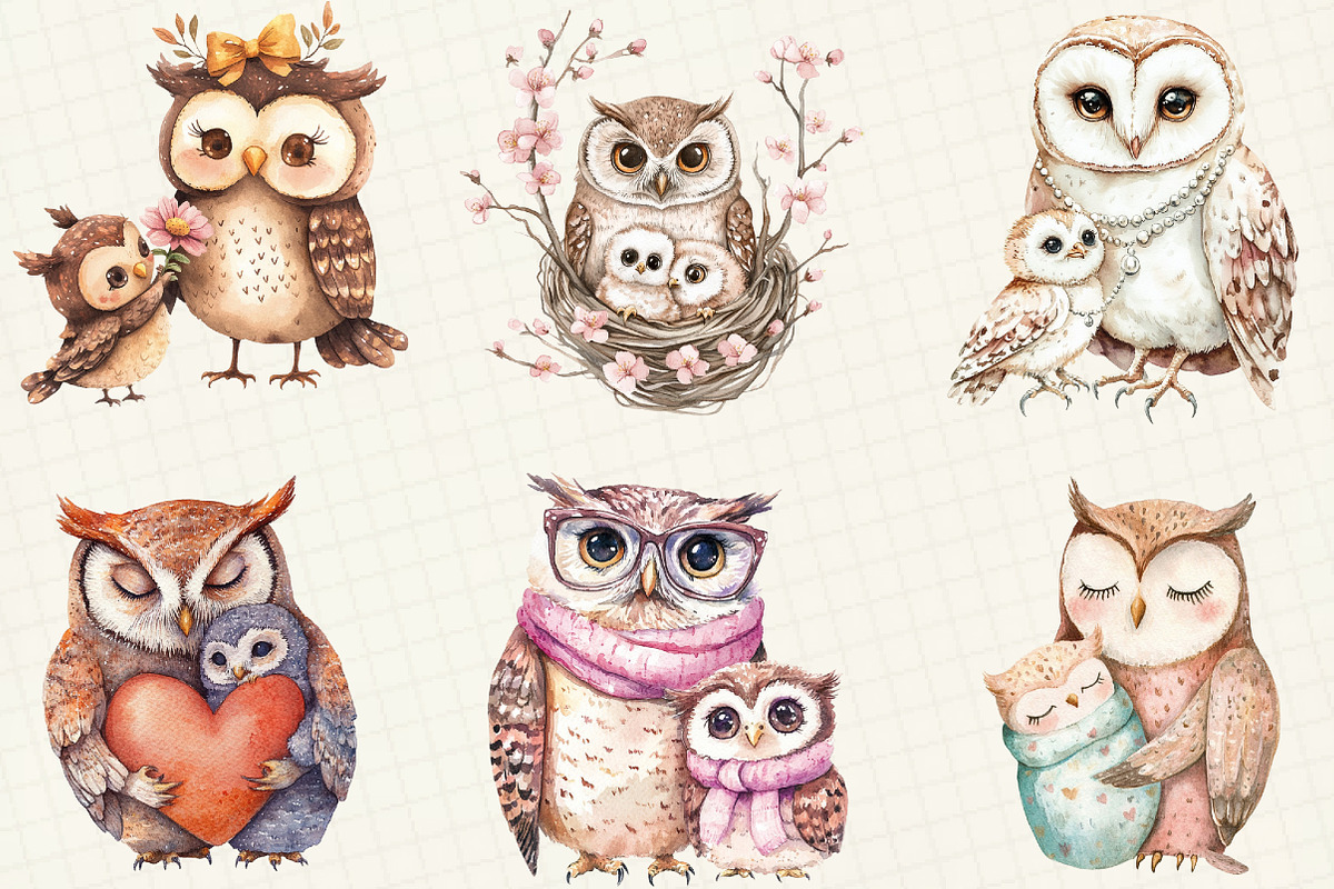 Mother's Day Owl Sublimation Clipart, an Illustration by OK Design (Photo 4 of 5)