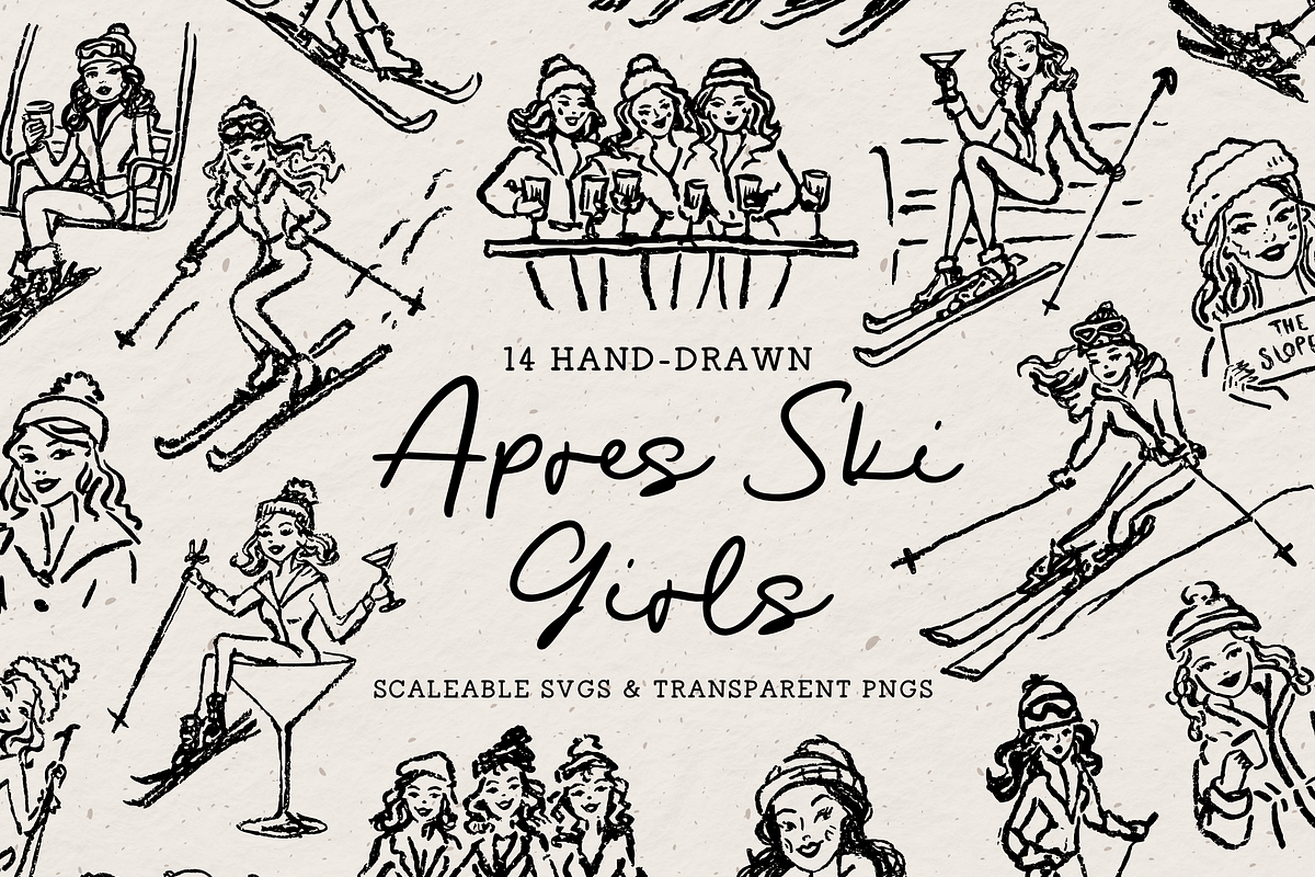 Ski Girls Clipart, Winter Doodles, a Person Illustration by The October Creative (Photo 1 of 6)