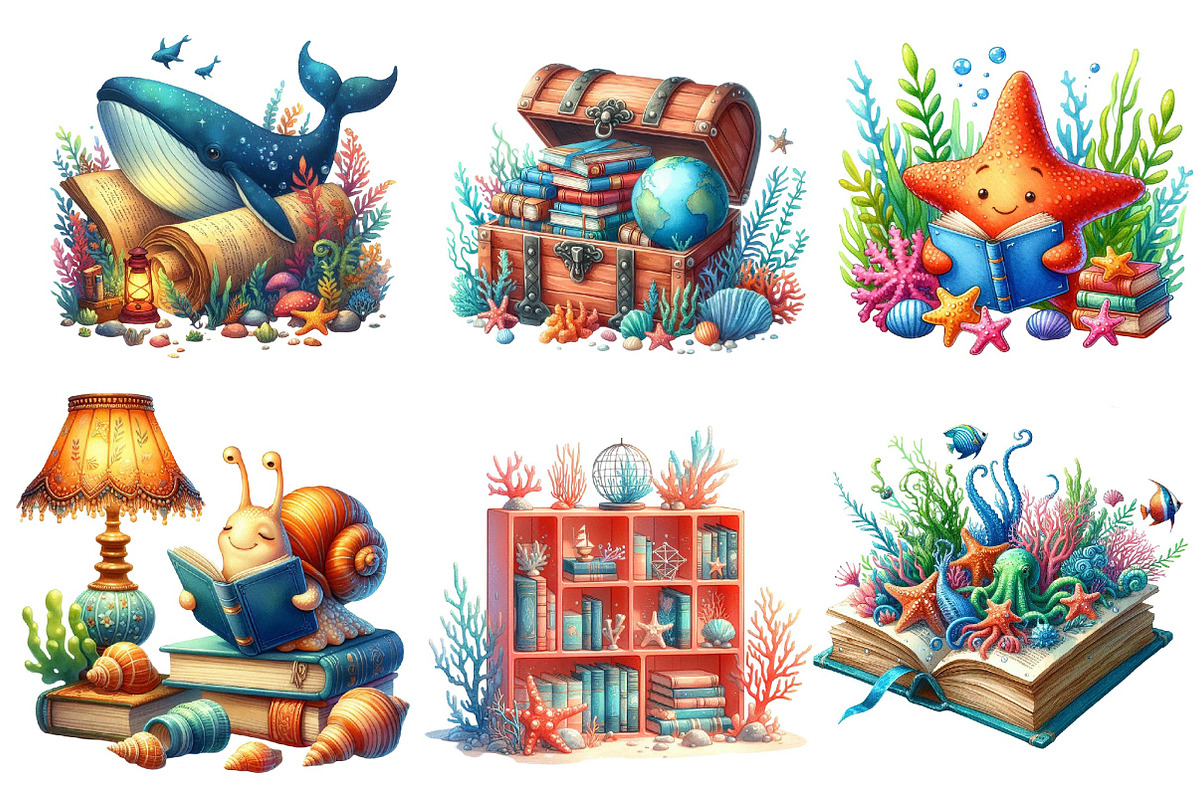 Undersea Reading Clipart, an Illustration by Dream Creation (Photo 6 of 6)