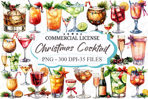 Cocktail Drink Christmas Clipart, an Illustration by designcity5