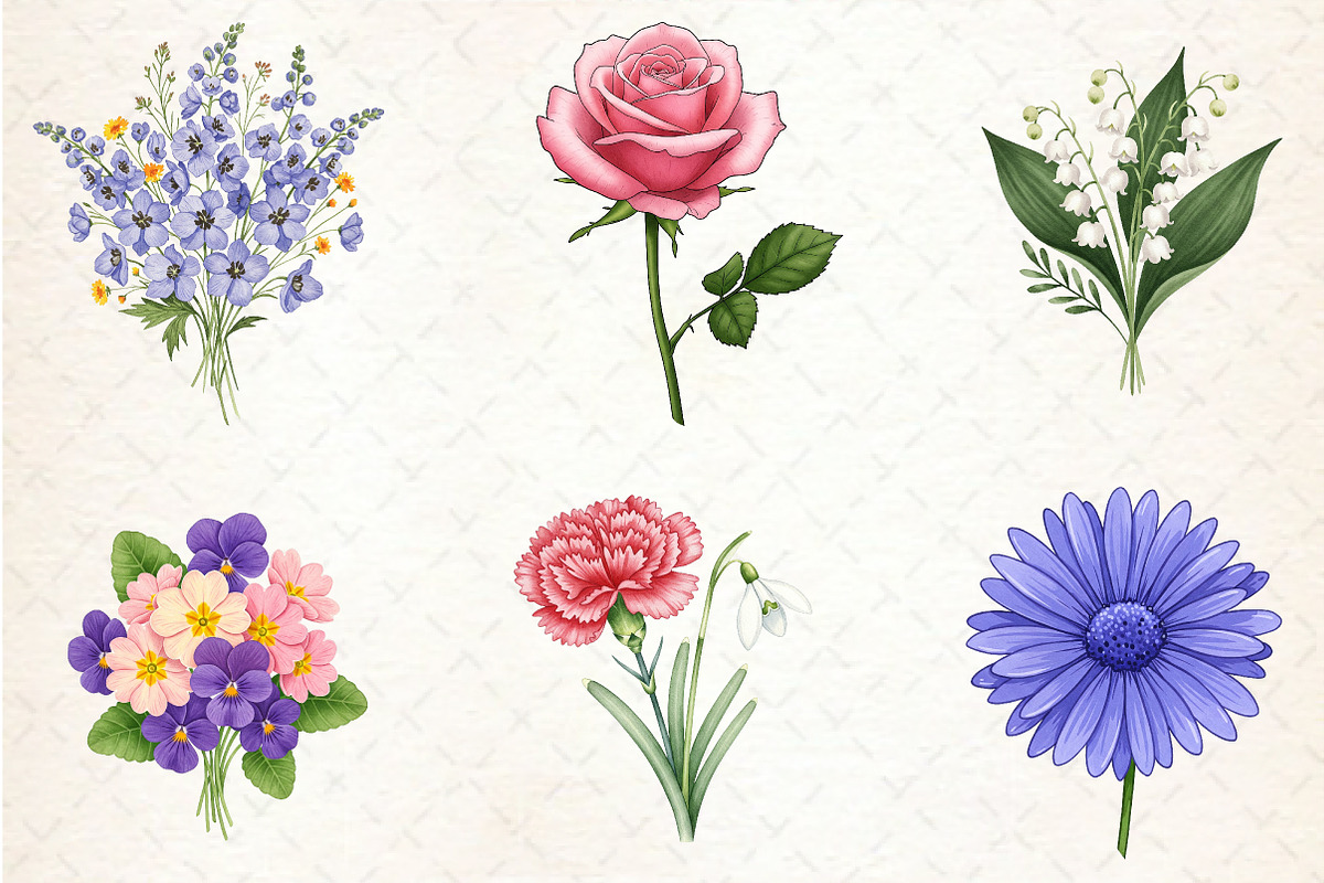 Watercolor Birth Month Flowers Clipa, an Illustration by Libby Wishes (Photo 3 of 6)