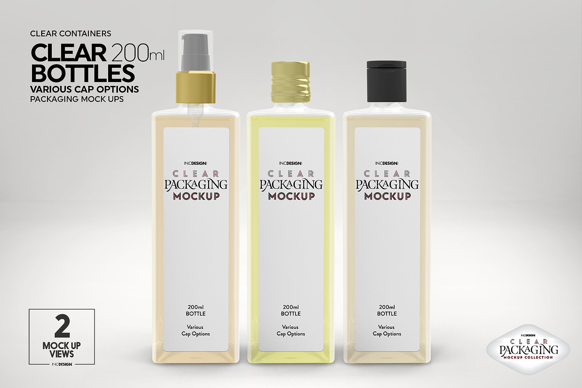 Clear 200ml PET Bottles Mockup, a Packaging Mockup by INCDesign (Photo 4 of 10)